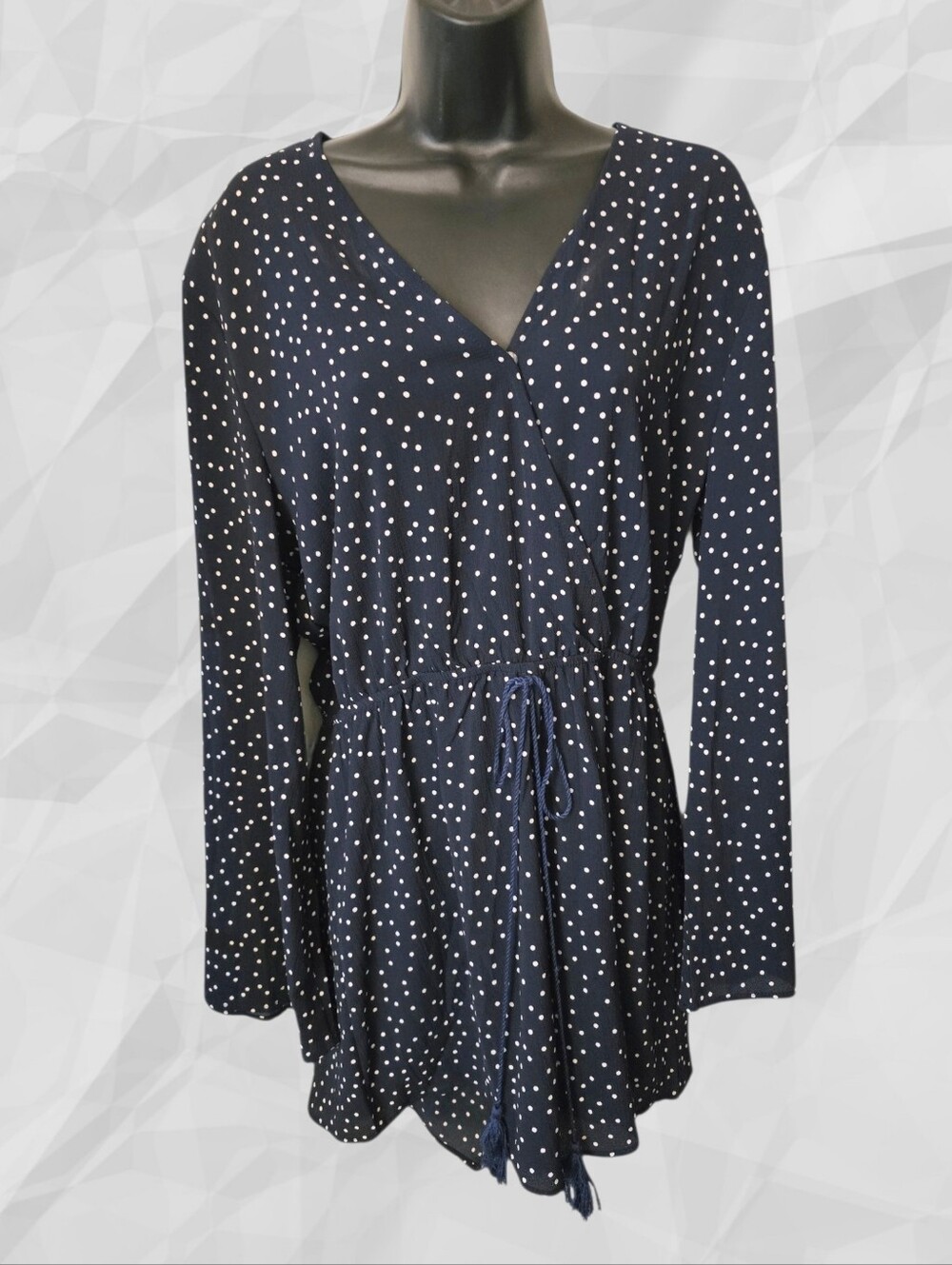 Blue and White Polka Dot Romper
